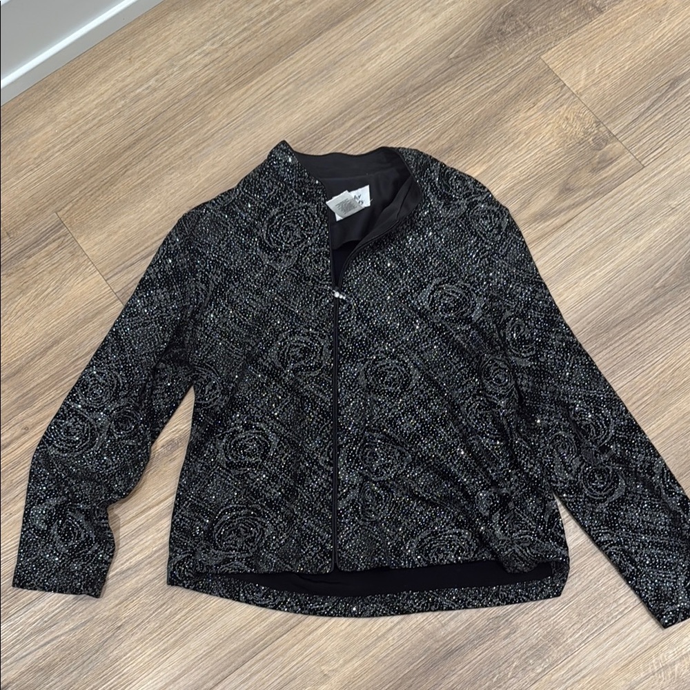 Elegant Black Kathy Roberts Sparkle Patterned Women's Jacket